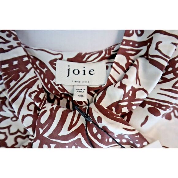 Joie TP04567B Women's Sz 2XS Rosewood Brown Malta Printed Silk Halter Top - Picture 4 of 8